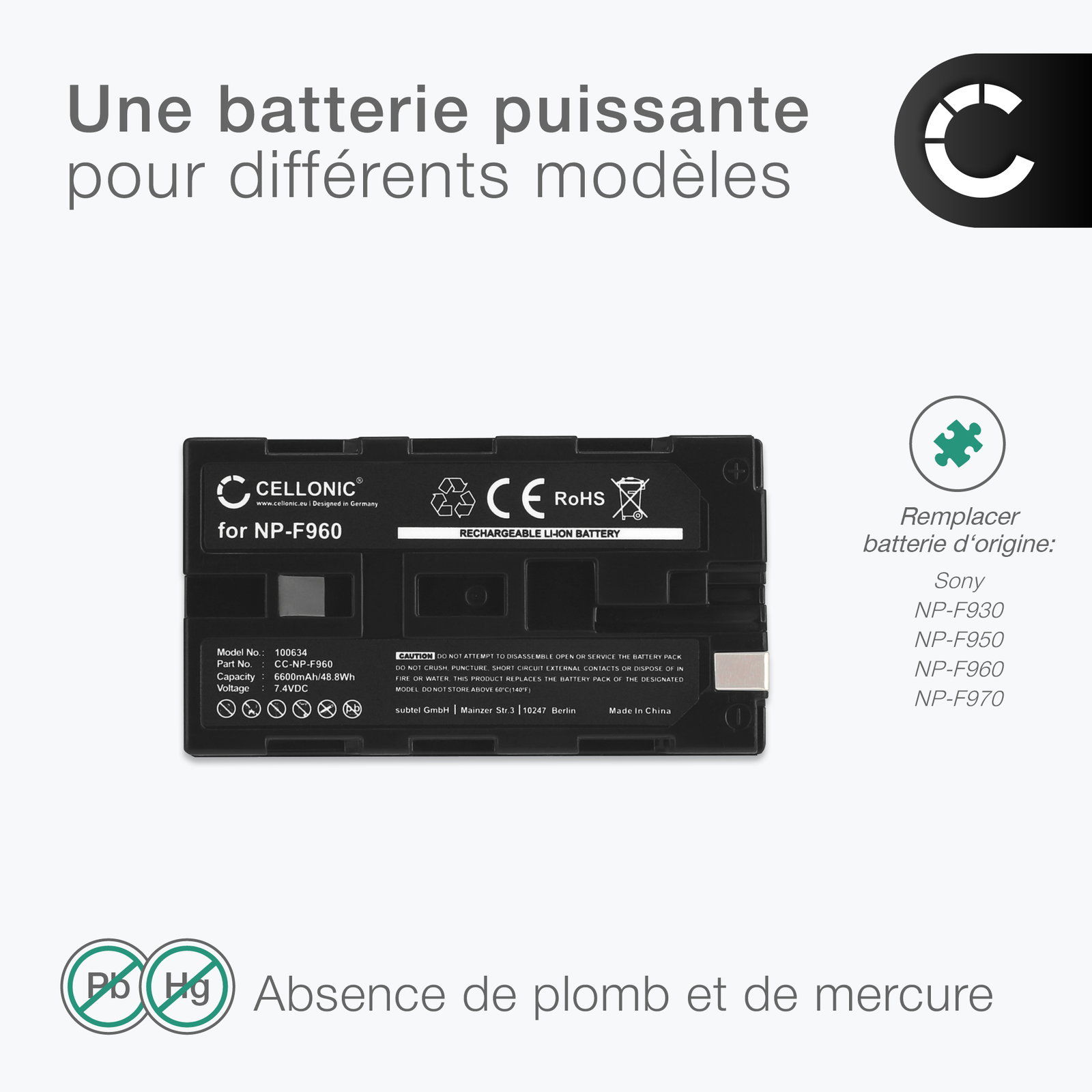 Batterie pour SONY DSR-PD170P 3664314209220