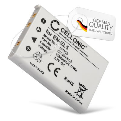 EN-EL5 Battery for Nikon Coolpix P500 P510 P520 P530 P100 P90 P80 P5100 P5000 P6000 3700 790 S10 P3 P4 ENEL5 Camera Battery Replacement - 1180mAh