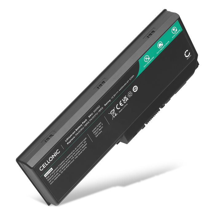 Battery for Toshiba Satellite P300, P300D, 350, 350D, P200, P200D, Satego X200, Equium L350, PA3536U, PA3537U 10.8V 4400mAh from CELLONIC