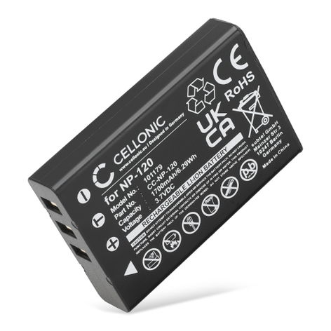 Batterie pour Appareils Photo Pentax Optio 750Z, 450, 550, 555, MX, MX4 D-LI7 (1700mAh, 3.7V) de CELLONIC