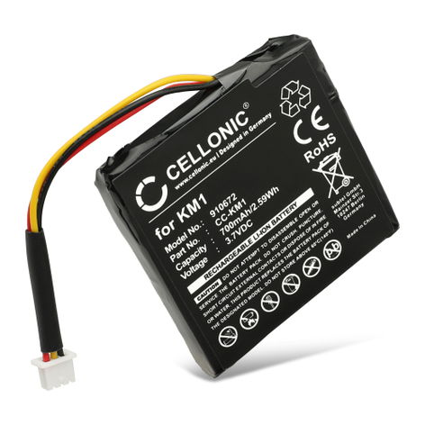 Batterie pour GPS TomTom Start 20; Via 130, Live; 4EH44; 4EN42 6027A0117401, KM1, XLHS416 XLHS416*08338 (700mAh, 3.7V) de CELLONIC