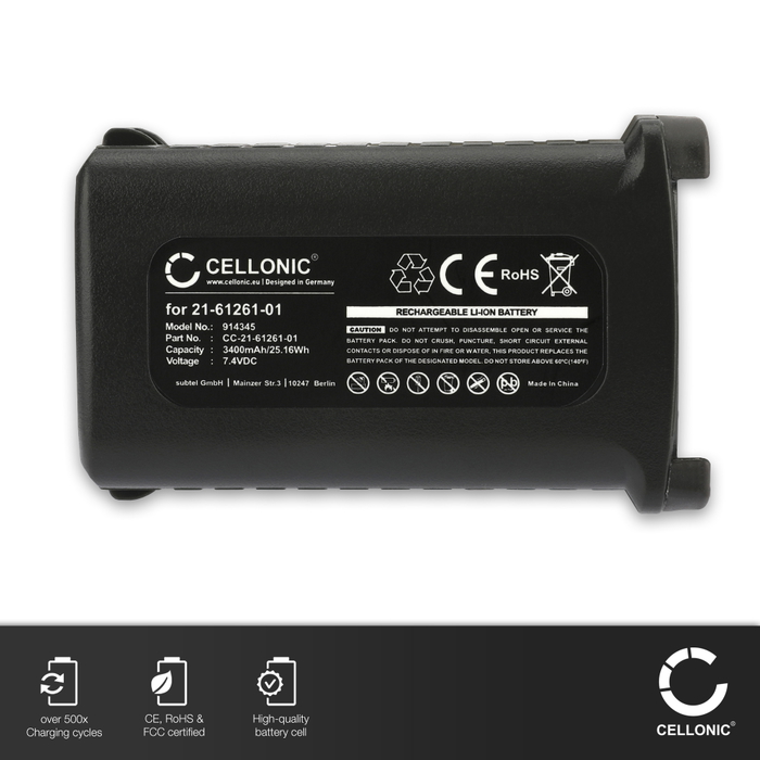 Battery for Scanner Symbol MC9190-G, 7.4 V, Li-Ion