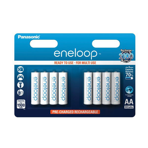 Piles batteries AA Panasonic eneloop BK-3MCC (Mignon, R6, LR6, HR6) 8x