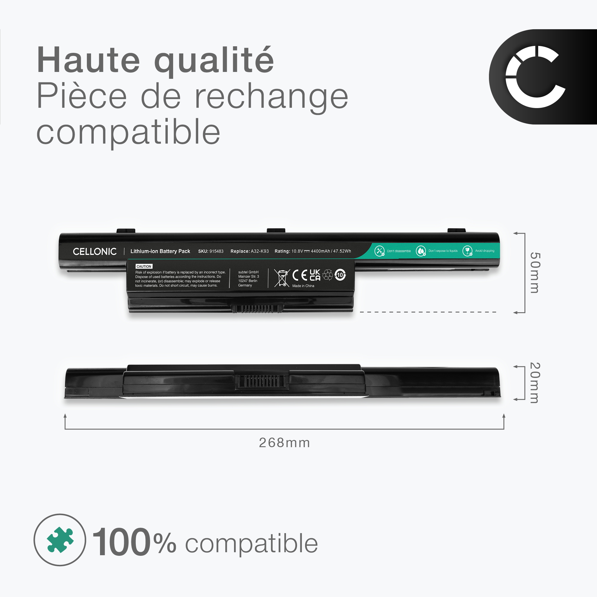 BLESYS A32-K93 Batterie pour ASUS X93S X93SM X93SV X93 A95V A93S A93SM A93SV K93 K93S K93SM K93SV K95 K95V R900 R900VJ R900VM Séries A42-K93 Laptop 10.8V 4400mAh