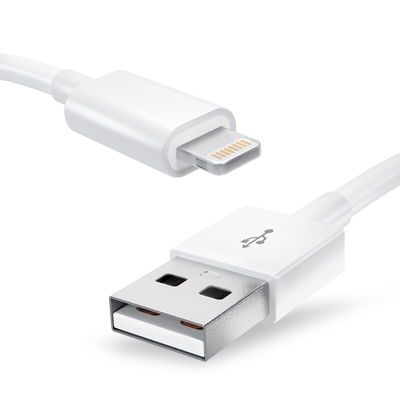 Câble Lightning 8 Pin de 1m pour montre Apple iPhone 14, 13, 12, 11, X, XS, XR, 8, 7, SE data et charge blanc en