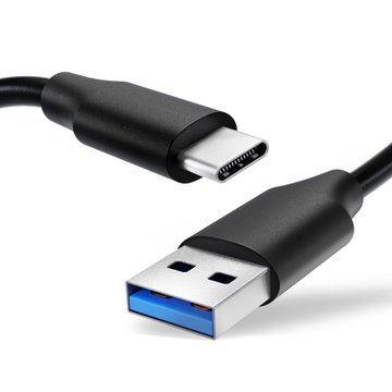 Câble USB C Type C de 1,0m pour montre HTC 10 / U11, Plus, Life / U12, Plus, Life / U Play / Desire 19 Plus / Bolt data et charge 3A noir en PVC