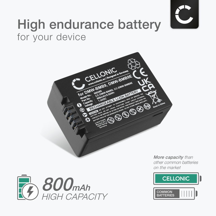Bateria de repuesto para PANASONIC DMW-BMB9 DMW-BMB9E