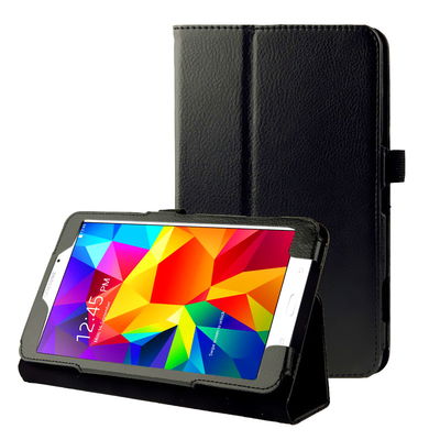 Étui avec stand intégré pour tablette Samsung Galaxy Tab 4 7.0 (SM-T230 / SM-T231 / SM-T235) - Cuir synthétique, couleur noir Housse Pochette