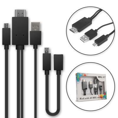 Câble MHL Adaptateur micro-USB vers HDMI Adapter 5 broches + Adaptateur à 11 broches