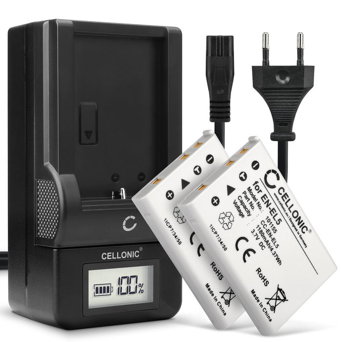 2x Nikon Coolpix P520 Batterie + Chargeur 1180mAh de CELLONIC