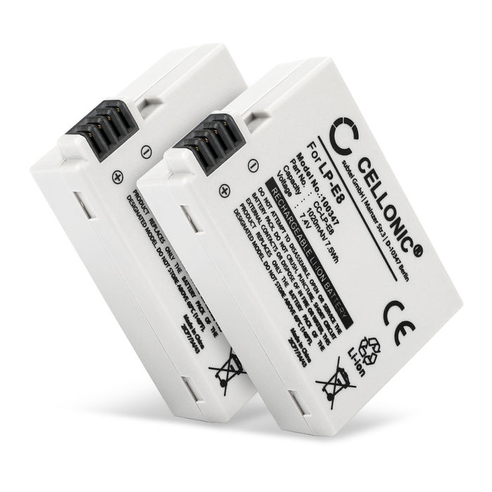 2x Canon EOS Rebel T3i Batterie 1020mAh de CELLONIC