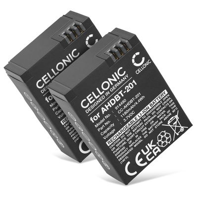 2x Batterie 1180mAh pour appareil photo GoPro Hero 3 / Hero 3plus / Hero 3+ - Remplacement modèle AHDBT-201 AHDBT-301 AHDBT-302