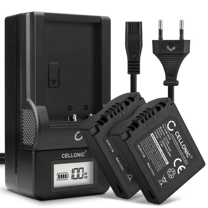 2x CGA-S006, DMW-BMA7 Camera Battery + Charger Set for Panasonic Lumix FZ18, FZ28, FZ50, FZ30, FZ35, FZ38, FZ8, FZ7, CGR-S006 750mAh Replacement Battery BC-DC5 DE-A43B DE-A44A LCD Smart Charger