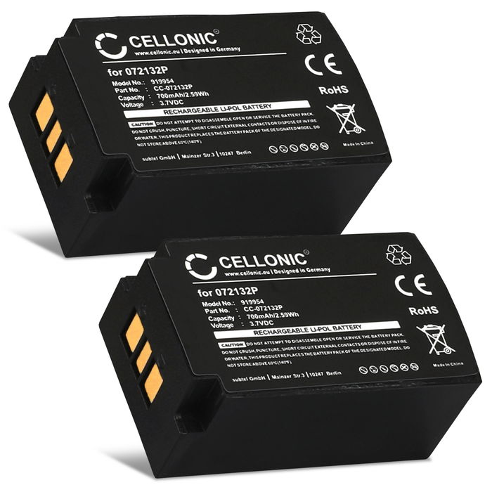 2x Battery for Parrot Zik 1.0 PF056001AA, 1|CP7/20/33-2 (700mAh, 3.7V) from CELLONIC