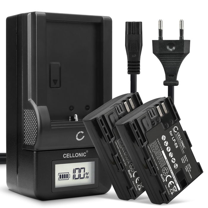 2x Canon EOS 90D Batterie + Chargeur 2000mAh de CELLONIC