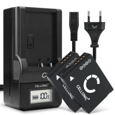 2x CELLONIC Camera Battery for Panasonic Lumix DMC-TZ10 TZ6 TZ7 TZ8 TZ18 TZ20 TZ25 TZ30 TZ31 TZ35 DMC-ZX1 Replacement DMW-BCG10 BCG10e BCG10pp Battery 890mAh Backup + Charger DE-A66