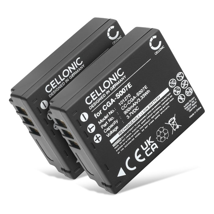2x Panasonic CGR-S007E Batterie 900mAh de CELLONIC