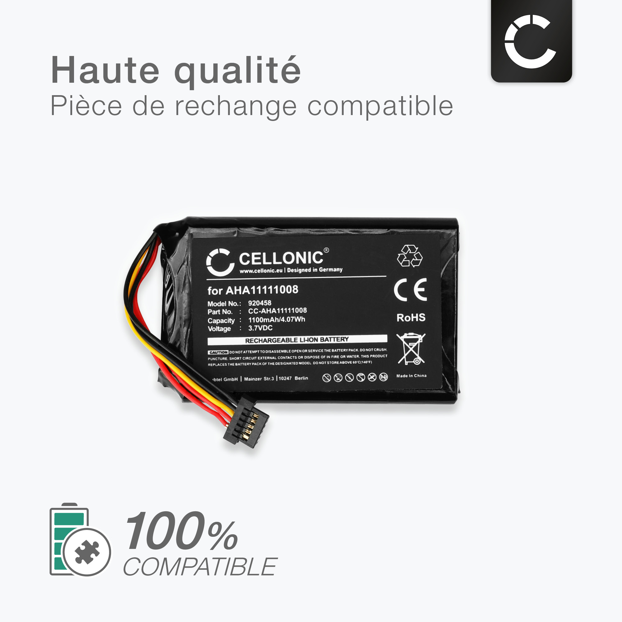 Powery Batterie Pour TomTom Type KM1 3,7V 700mAh Li-Ion - Remplacement GPS
