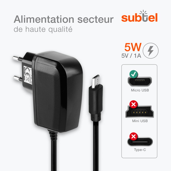 Acer Liquid E Ferrari Edition Chargeur - 1.1m Cble de charge et adaptateur  secteur de subtel