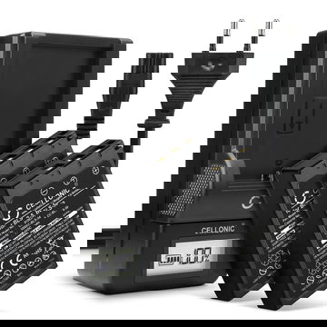 Pack de 2x batteries BCS-1 BCS-5 1000mAh pour appareil photo Olympus Pen E-PL7, OM-D E-M10 Mark II, Olympus Stylus 1, Pen E-PL6, E-450, E‑P3 - Avec chargeur BLS-5 BLS-50 et câble d'alimentation