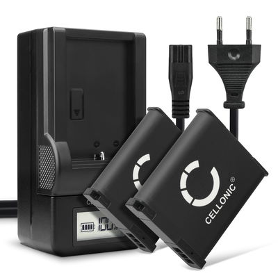 Pack de 2x batteries PABCM13-1 DMW-BCM13 1050mAh pour appareil photo Panasonic Lumix DMC-TZ71 TZ70 DMC-TZ61 TZ60 DMC-TZ58 TZ56 TZ55 DMC-TZ41 TZ40 DMC-TZ37 DMC-FT5 - Avec chargeur et câble d'alimentation