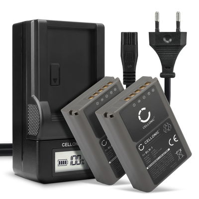 Pack de 2x batteries BLN-1 1140mAh pour appareil photo Olympus OM-D E-M1 OM-D E-M5 OM-D E-M5 Mark II Pen E-P5 PEN-F - Avec chargeur BCN-1 et câble d'alimentation