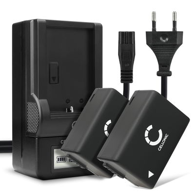 Pack de 2x batteries DMW-BMB9E 800mAh pour appareil photo Panasonic Lumix DC-FZ82 DMC-FZ72 FZ70 DMC-FZ100 FZ150 DMC-FZ45 FZ40 FZ47 FZ48 DMC-FZ62 FZ60 - Avec chargeur et câble d'alimentation