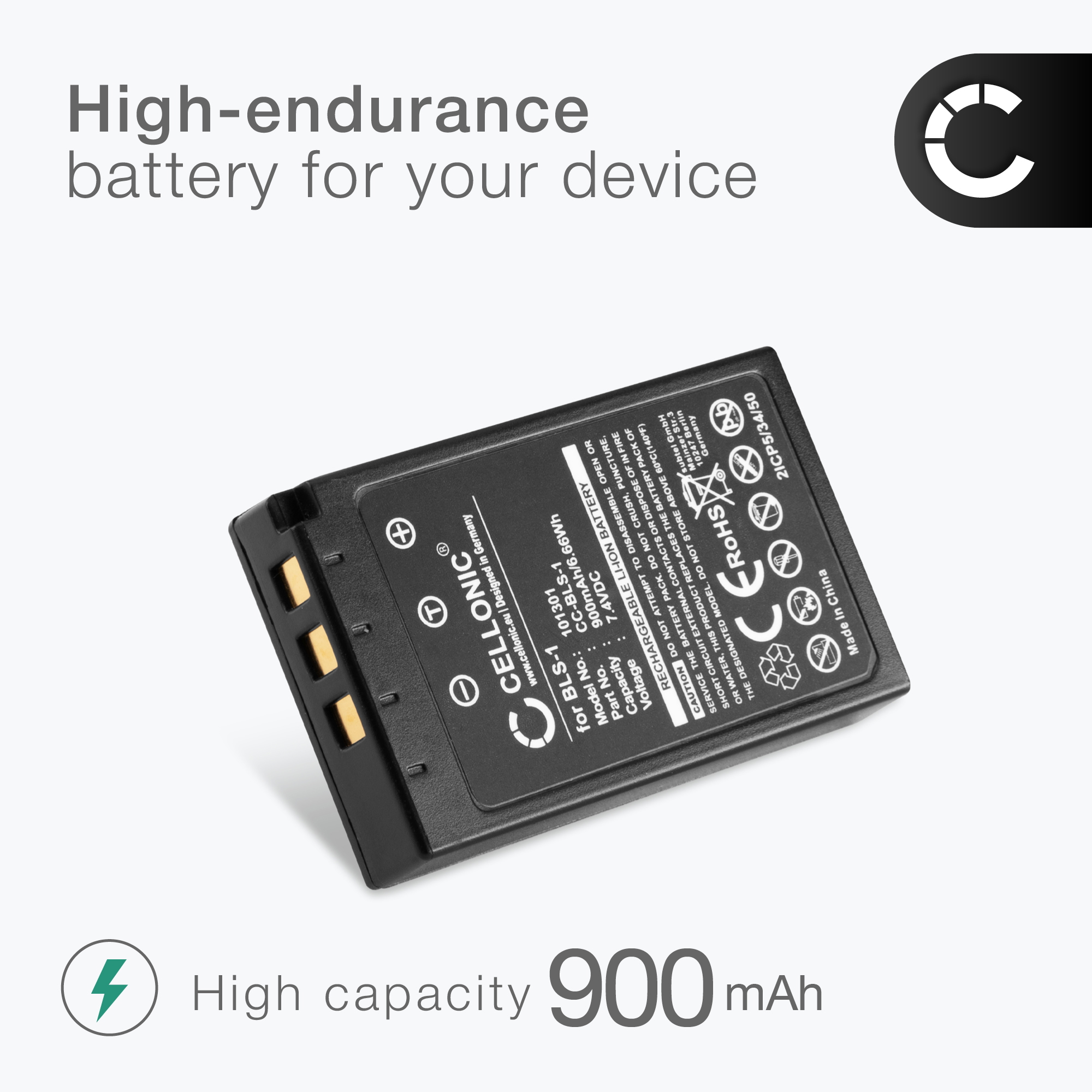 2x 900mAh Olympus Camera Battery BLS-1