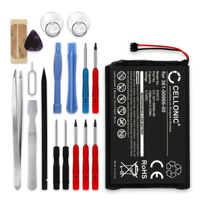 Garmin Dezl 760 LMT Batterie + kit d'outils 17pcs 1500mAh de CELLONIC