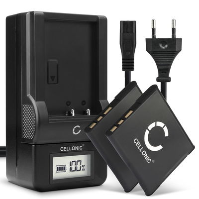Pack de 2x batteries NP-BN1 580mAh pour appareil photo Sony Cyber-shot DSC-WX80 DSC-QX10 DSC-QX100 DSC-TX30 DSC-W830 - Avec chargeur BC-CSN BC-TRN et câble d'alimentation