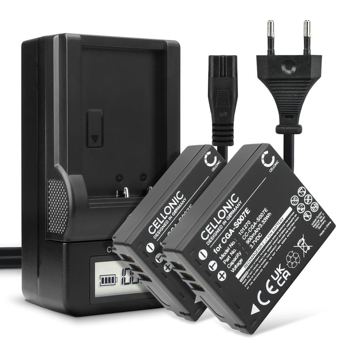 2x Panasonic DE-A45 Batterie + Chargeur 900mAh de CELLONIC