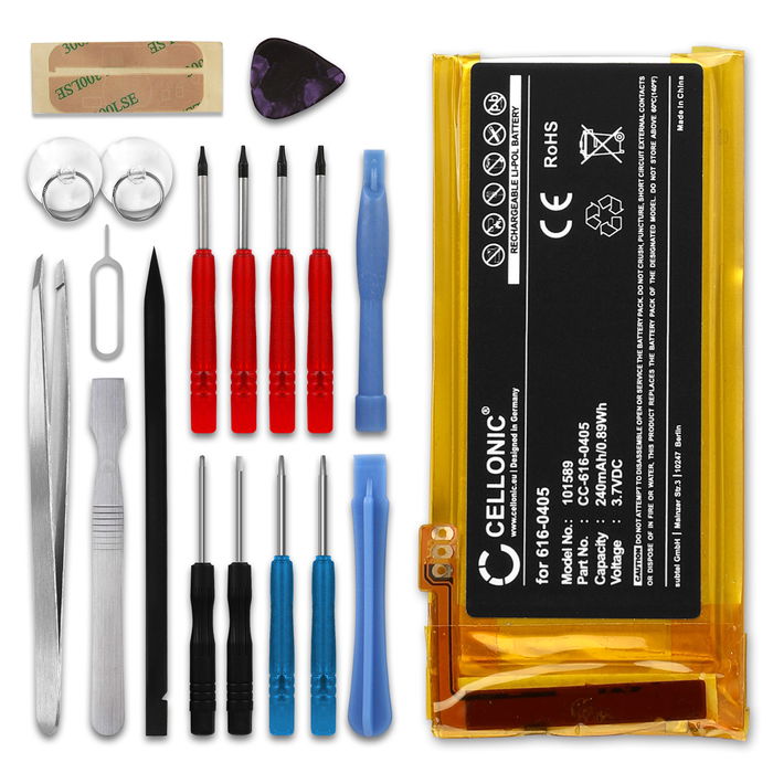 Apple iPod nano 4 Gen. - A1285 Batterie + kit d'outils 240mAh de CELLONIC