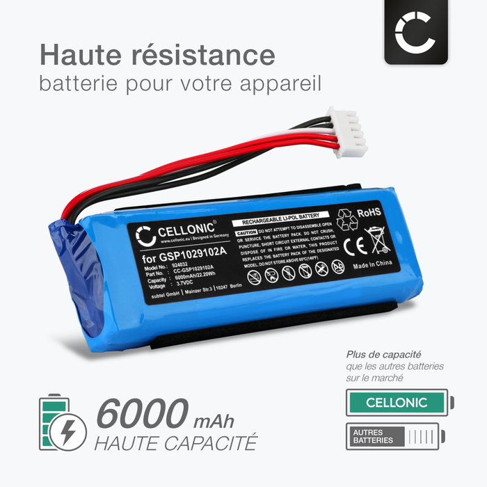 Batterie De Rechange 6000mAh 3.7V Lithium-Ion Pour JBL Charge 3 – Puissance Et Longue Durée