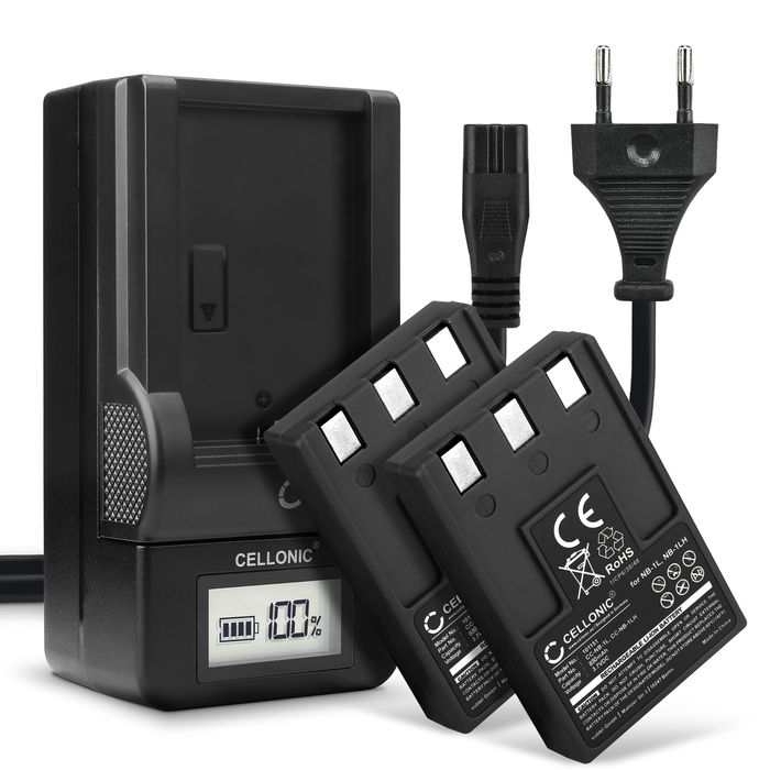 2x Canon Digital IXUS 300 Batterie + Chargeur 830mAh de Cellonic