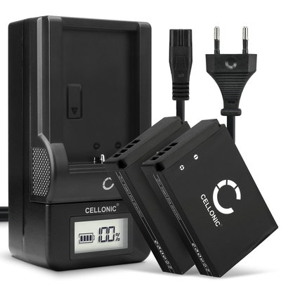 Pack de 2x batteries LP-E12 820mAh pour appareil photo Canon EOS M50, EOS M100, EOS 100D, PowerShot SX70 HS - Avec chargeur LC-E12 et câble d'alimentation