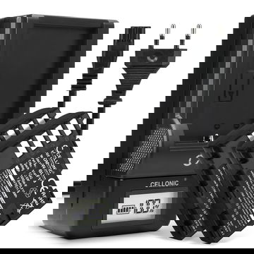 Pack de 2x batteries DMW-BLF19E 1600mAh pour appareil photo Panasonic GH5 Lumix DC-GH5 DC-GH5s Lumix DMC-GH4 GH4 GH4r GH4h GH3 DMC-GH3h GH3a G9 DC-G9 - Avec chargeur DMW-BTC10 et câble d'alimentation