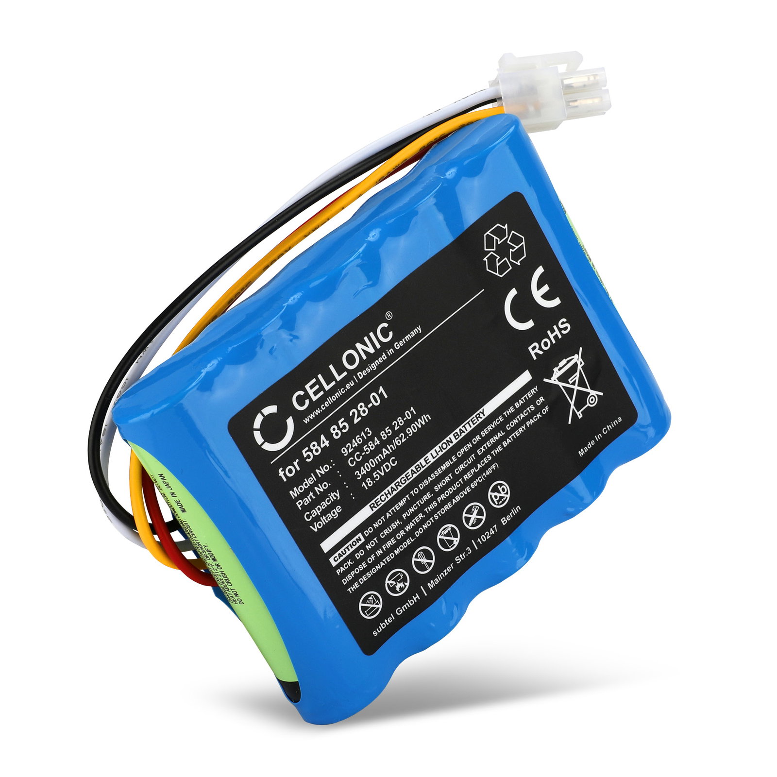 Batterie 18.5V, 3400mAh, Li Ion pour Husqvarna Automower 315, Automower 315X, R100Li, R100Lic, Gardena Sileno, R130LiC, R160Li - batterie 584 82 28-01, 584 85 28-01, 584 82 28-01, 589 58 62-01 de rechange pour tondeuse robot