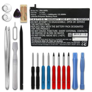 subtel Replacement Tablet Battery for iPad mini 2 / mini 3 (A1599 / A1600 / A1489 / A1490) + 17-Tool Tablet Repair Kit - A1512 6400mAh