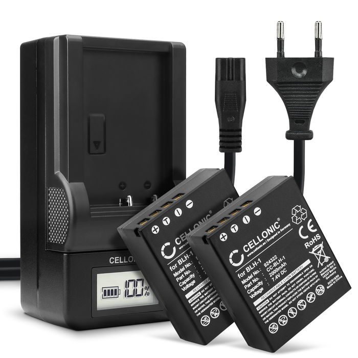 2x Batterie pour Olympus OM-D E-M1 Mark III Accu 2000mAh Batterie rechange + Chargeur