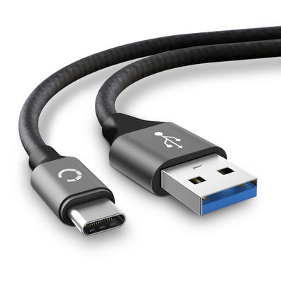 Câble USB C Type C de 2m pour Gigaset GS290, GS280, GS195, GS195LS, GS190, GS110 / ME, ME Pure, ME Pro transfert de données et charge 3A gris en Nylon