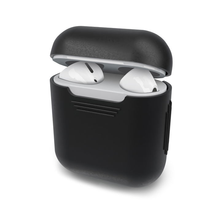 Étui de protection en Silicone couleur noir pour Apple AirPods AirPods 2 - coque souple antidérapante haute résistance