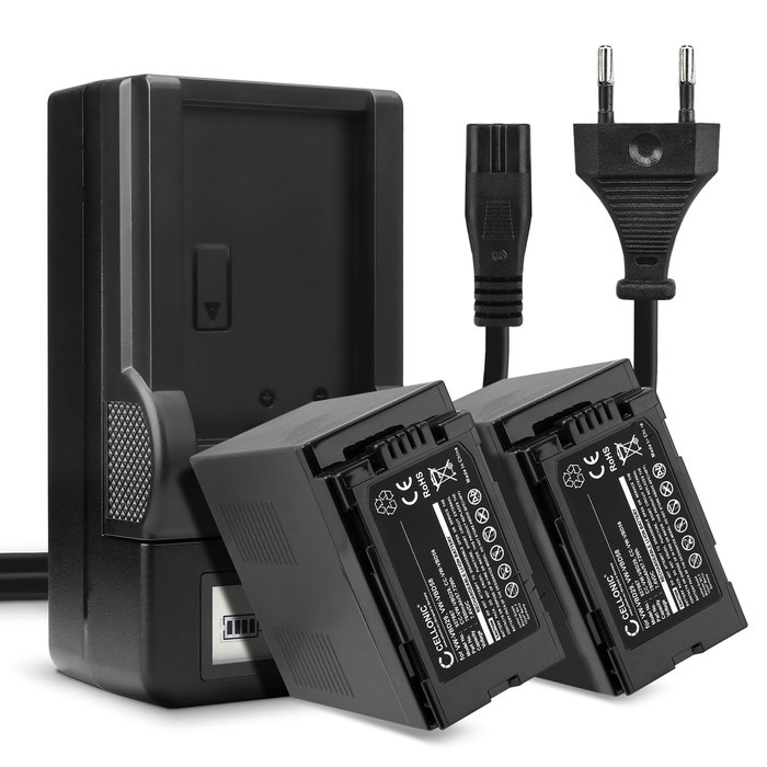 2x Battery VW-VBD58 VW-VBD29 + Charger for Panasonic HC-X1 HC-X1000 HC-MDH3 from CELLONIC