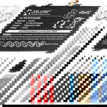 Pack batterie 7300mAh et outils pour tablette Samsung SM-T830 Galaxy Tab S4, Samsung SM-T835 Galaxy Tab S4 LTE - kit pour remplacement facile d'une batterie EB-BT835ABE, EB-BT835ABU, GH43-04830A tablette, livre numérique et e-book