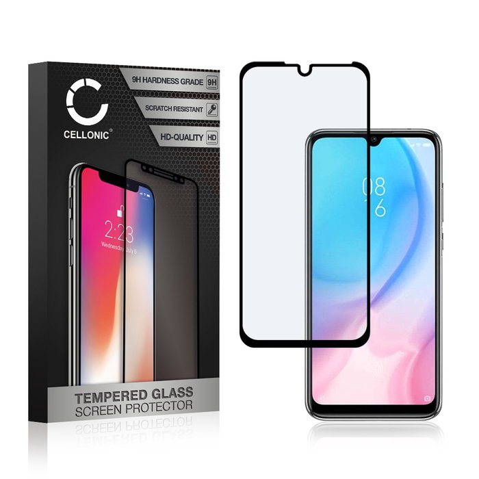 Screen Protector for Xiaomi Mi A3 Phone Screen Cover - 3D Full Cover 0,33mm Full Glue 9H Tempered Glass Smartphone Display Screen Guard Black