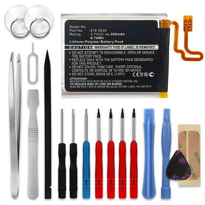 Batterie 616-0639, 616-0640 200mAh pour Apple iPod nano 7 Generation A1446 - + kit d'outils