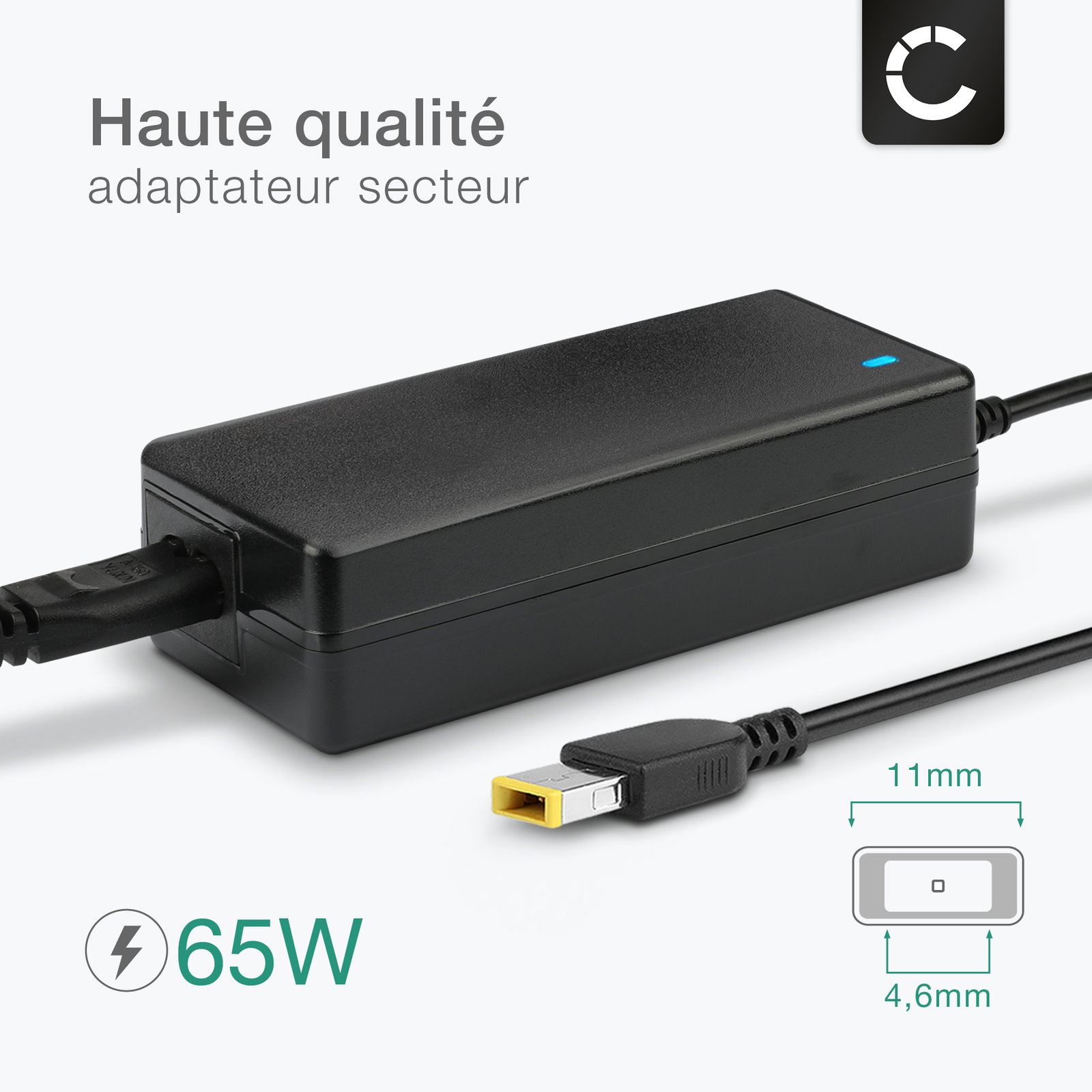 Lenovo 0B47481 Adaptateur De Voyage Noir 65W - Puissance Nomade Pour ThinkPad