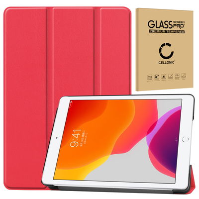Étui avec stand intégré pour tablette Apple iPad 10.2 2019, 2020, 2021 (7th, 8th, 9th Gen) - Cuir synthétique, couleur rouge Housse Pochette