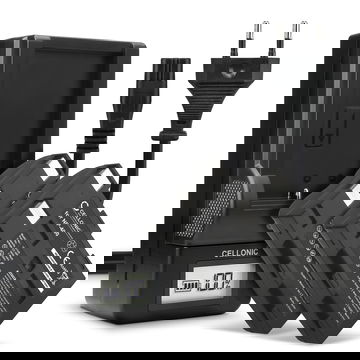 Pack de 2x batteries NP-400 1600mAh pour appareil photo Konica Minolta Maxxum 7D Dynax 5D Dynax 7D DiMAGE A2 DiMAGE A1 Maxxum 5D - Avec chargeur NP-400 et câble d'alimentation