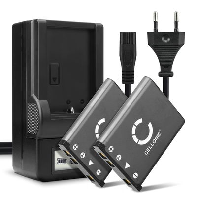 Pack de 2x batteries NP-80 NP-82 700mAh pour appareil photo Casio Exilim TR150 H15 ZS5 H50 Z35 ZS6 Z1 H5 Z16 Z2 Z33 Z330 NP80 NP82 - Avec chargeur et câble d'alimentation