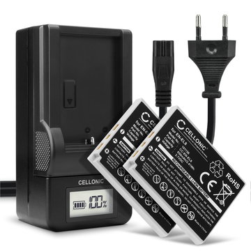 Pack de 2x batteries EN-EL8 600mAh pour appareil photo Nikon Coolpix P1 P2 Coolpix S1 S2 S3 S5 s50 S50c S51 S51c S52 S52c S6 S7 S7c S8 S9 - Avec chargeur et câble d'alimentation